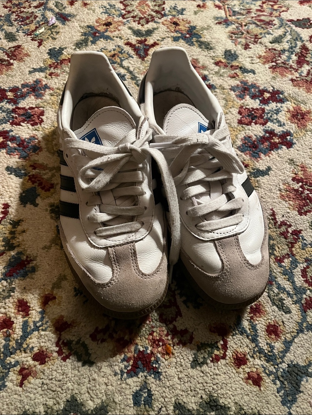 Adidas Women’s Sambas- White with Black Stripe